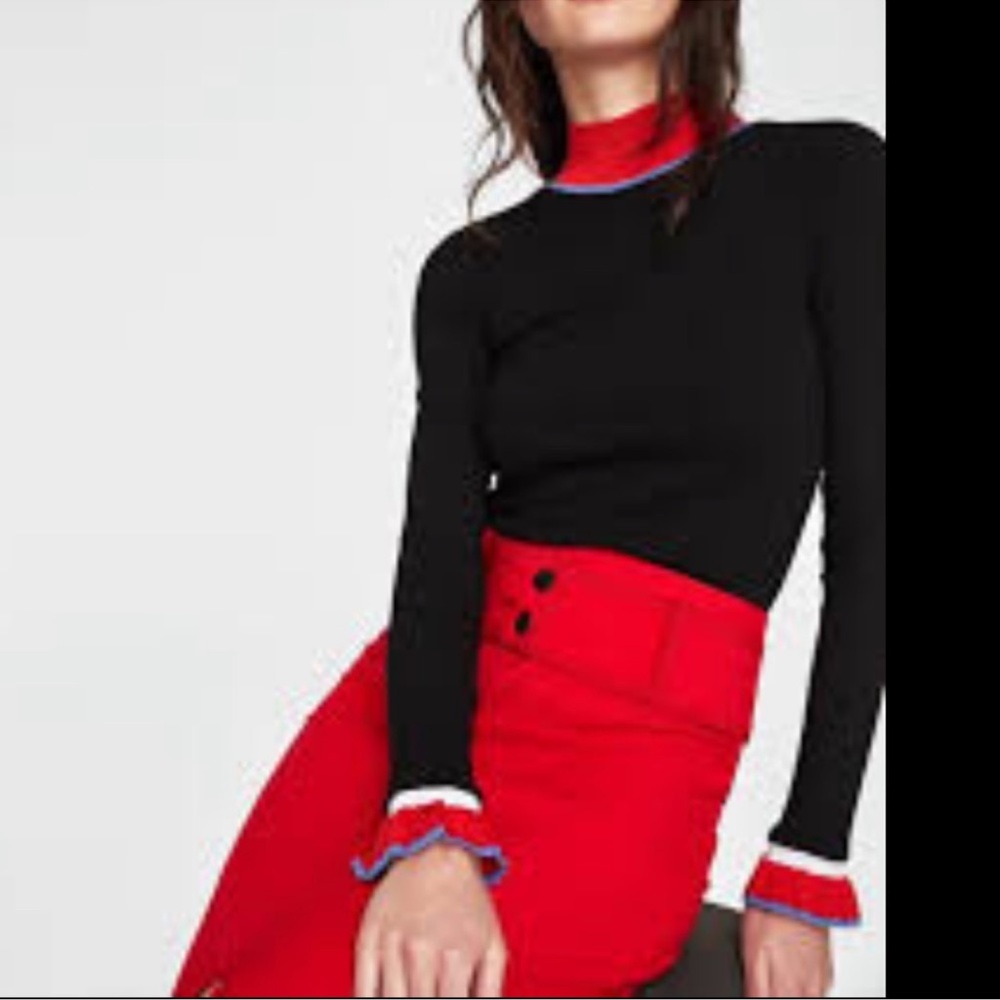 ZARA TOPSTITCHED PENCIL SKIRT - Picture 4 of 9